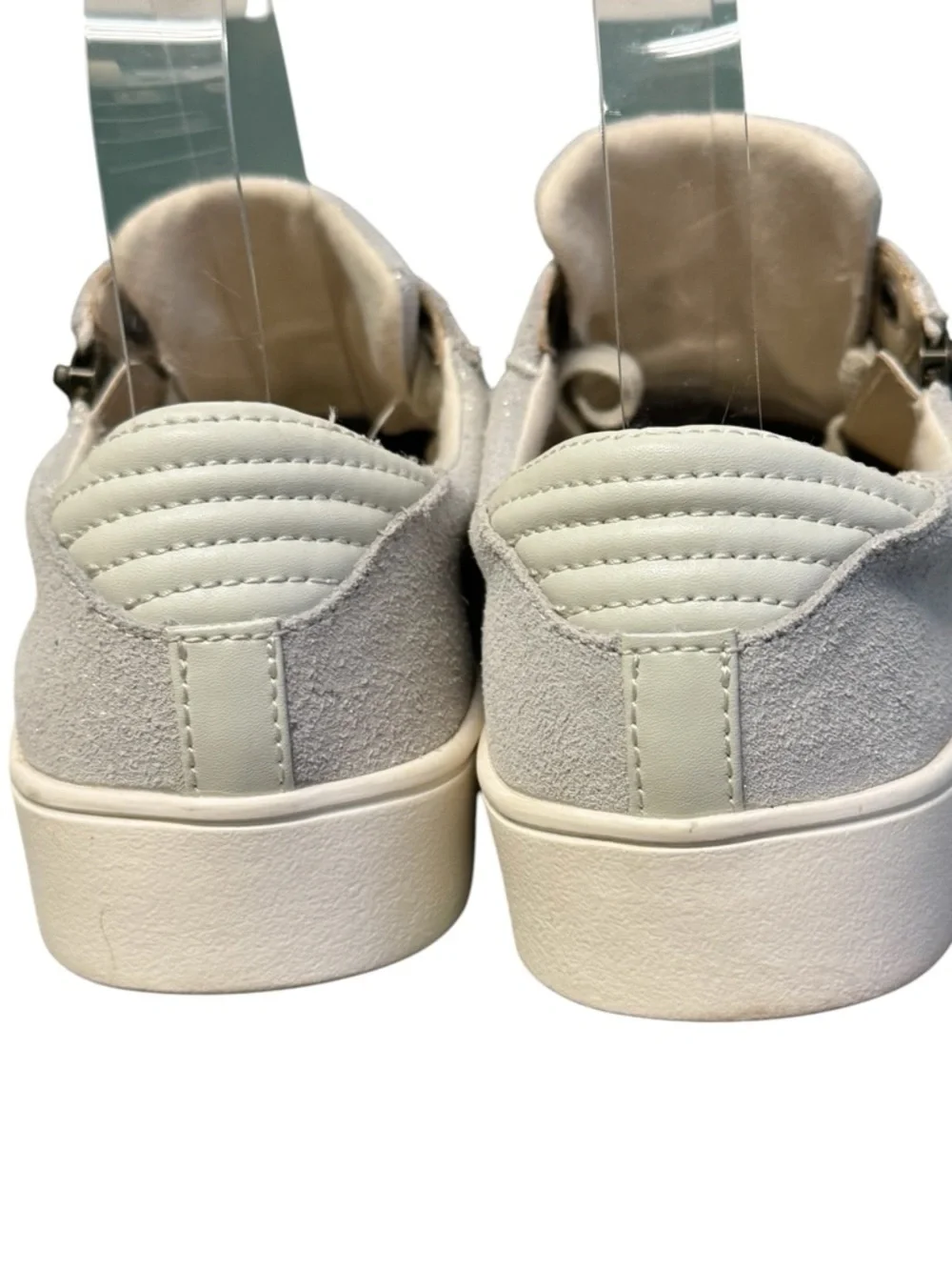 Revitalign - Wrigley Orthotic Suede easy-on side zipper Sneaker - Oatmeal Sz 9D